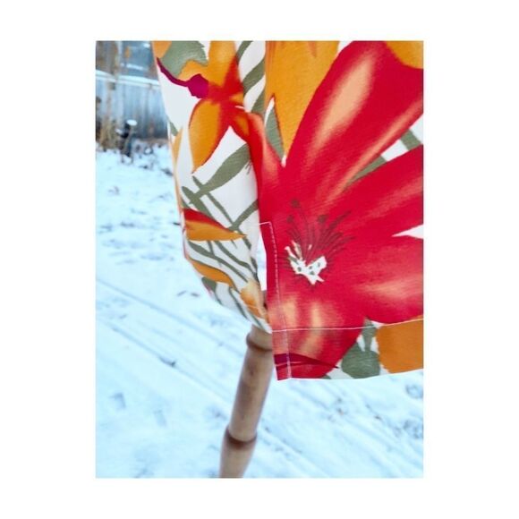 Vintage 90s Hawaiian Print Button Up Top Blouse Orange Red Sz 24W - Picture 6 of 7